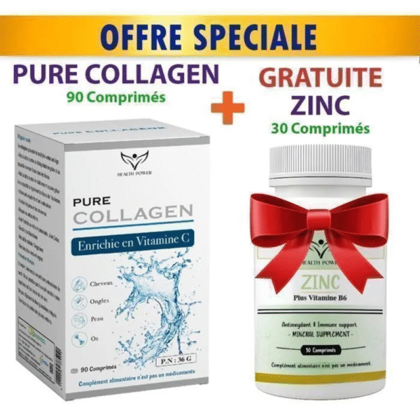 Health Power Pure Collagen 90 Comprimés + Zinc Offert