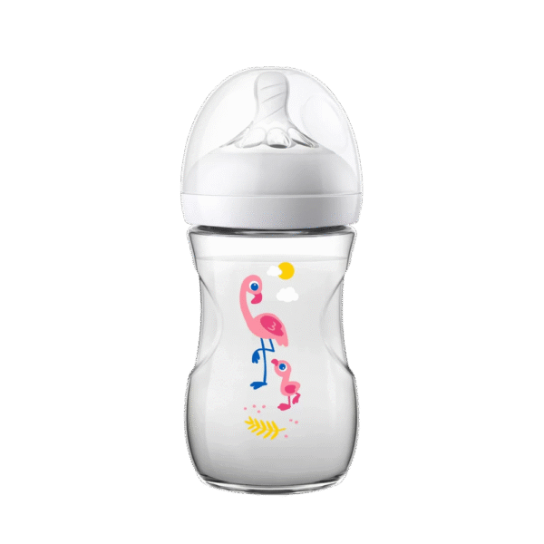 Philips Avent Natural – Biberon 260 ml Flamant (1M+)
